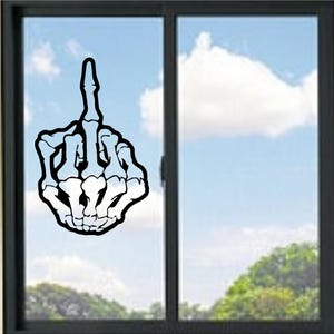Skeleton Hand Middle Finger #2 Vinyl Decal
