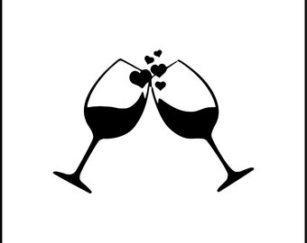 Wine Glasses Cheers Vinyl Decal