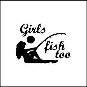 Adesivo de vinil Girls Fish Too Cute