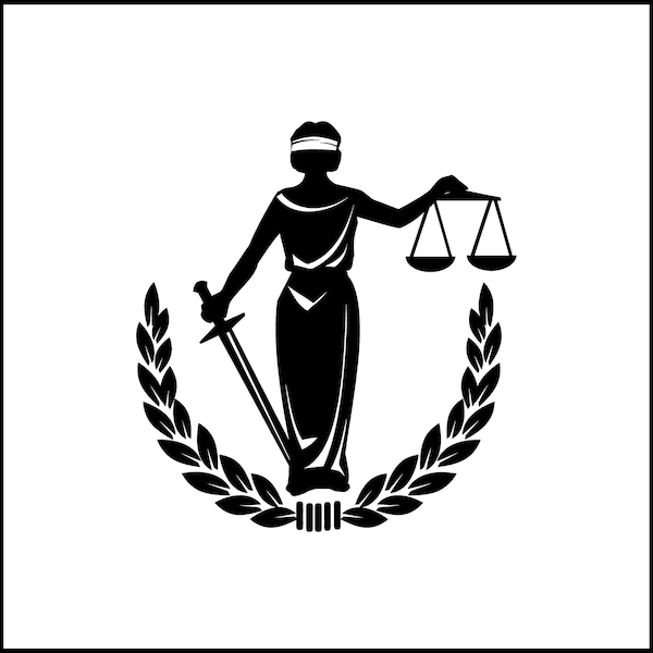 Blind Lady Justice With Law Scales And Sword Symbol/Logo Vinyl  Decal/Sticker for Laptop/Car/Truck/RV/Motorhome/Windows