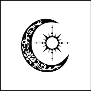 Sun Compass And Crescent Moon Vinyl Decal