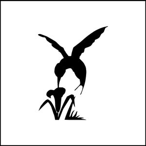 Calcomanía de vinilo con colibrí y flor