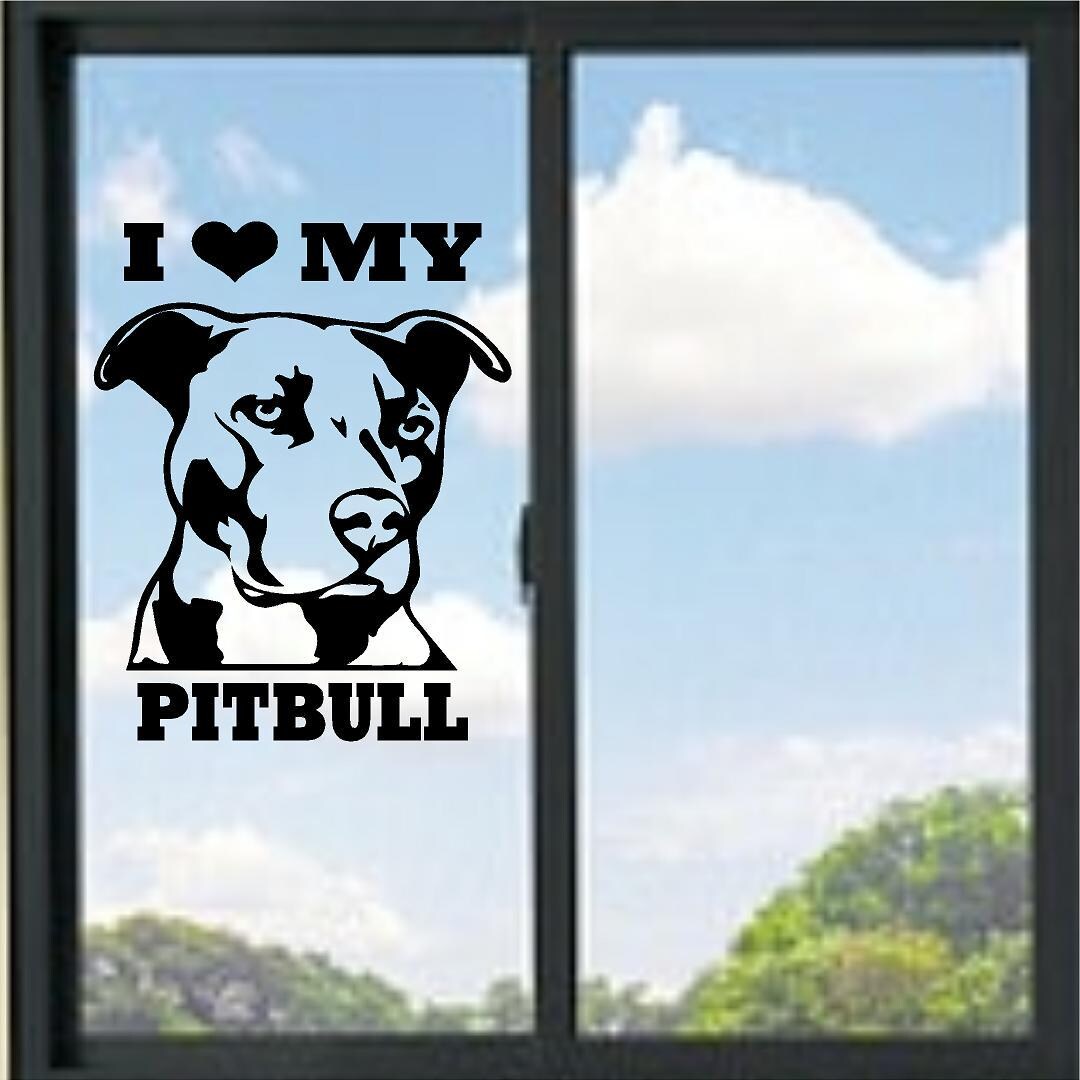 I Love My Pitbull Dog Vinyl Decal - Etsy