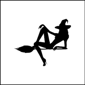 Sexy Witch On Broom Vinyl Decal