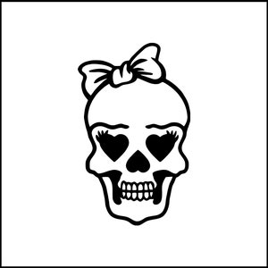 Girl Skull Face and Bow Vinyl Decal