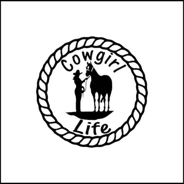Autocollant Vitre 'Cowgirl' Lettres Blanches Sans Fond - Décoration Décalée, Vinyle Durable, Plusieurs Couleurs Dispo