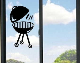 Charcoal BBQ Grill On Wheels Vinyl Decal