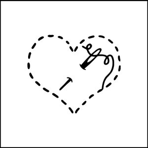 Love For Sewing/Stitching Heart And Needle Vinyl Decal