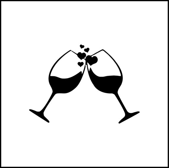 Wine Glasses Cheers Vinyl Decal - Etsy