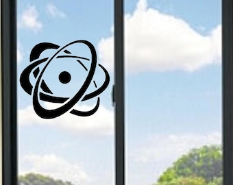 Calcomanía de vinilo con símbolo de átomo de ciencia química