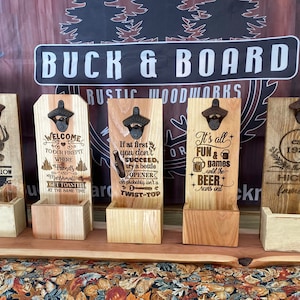 Rustic Bottle Opener and Cap Catcher - personalize for free!