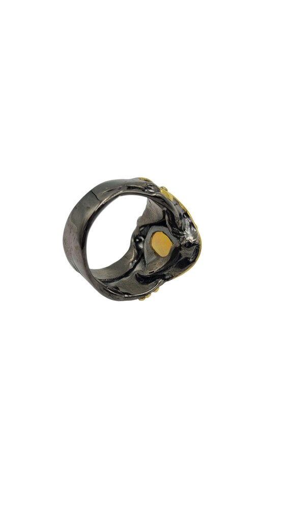 ハンドメイド、925シルバーリング、天然エチオピアオパールストーン