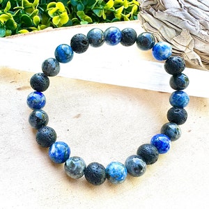 3rd eye Chakra bracelet Labradorite Lapis Lazuli diffuser