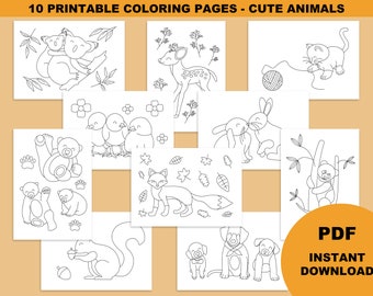 Cute animals coloring pages, animals coloring book, coloring pages printable for kids, animals birthday party, baby animals coloring pages