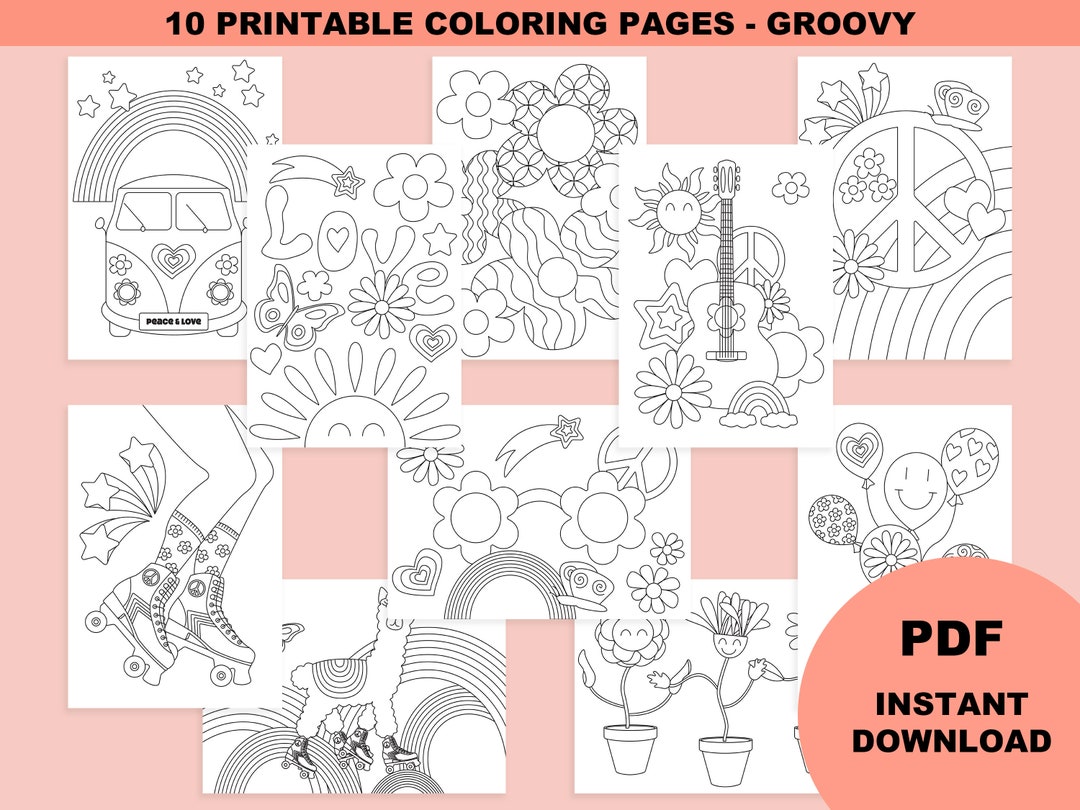 Groovy Coloring Pages, Kids Coloring Book, Printable Coloring Pages ...