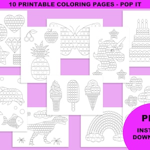 Livre de coloriage Pop it、10 の Coloriages Pop it à imprimer pour enfants、Pop it anniversaire、téléchargement instantané、fichier PDF
