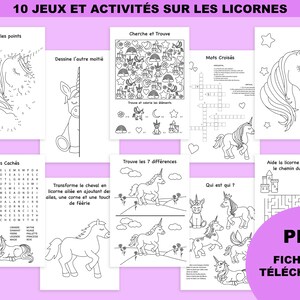 French kids activity printable, birthday unicorn, instant download, coloring page unicorn, printable birthday games, unicorn birthday, PDF