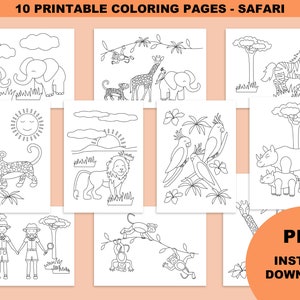 Cahier de coloriage à imprimer jungle, coloriage pour enfant, anniversaire safari, jeu anniversaire jungle, coloriage PDF, coloriage animaux