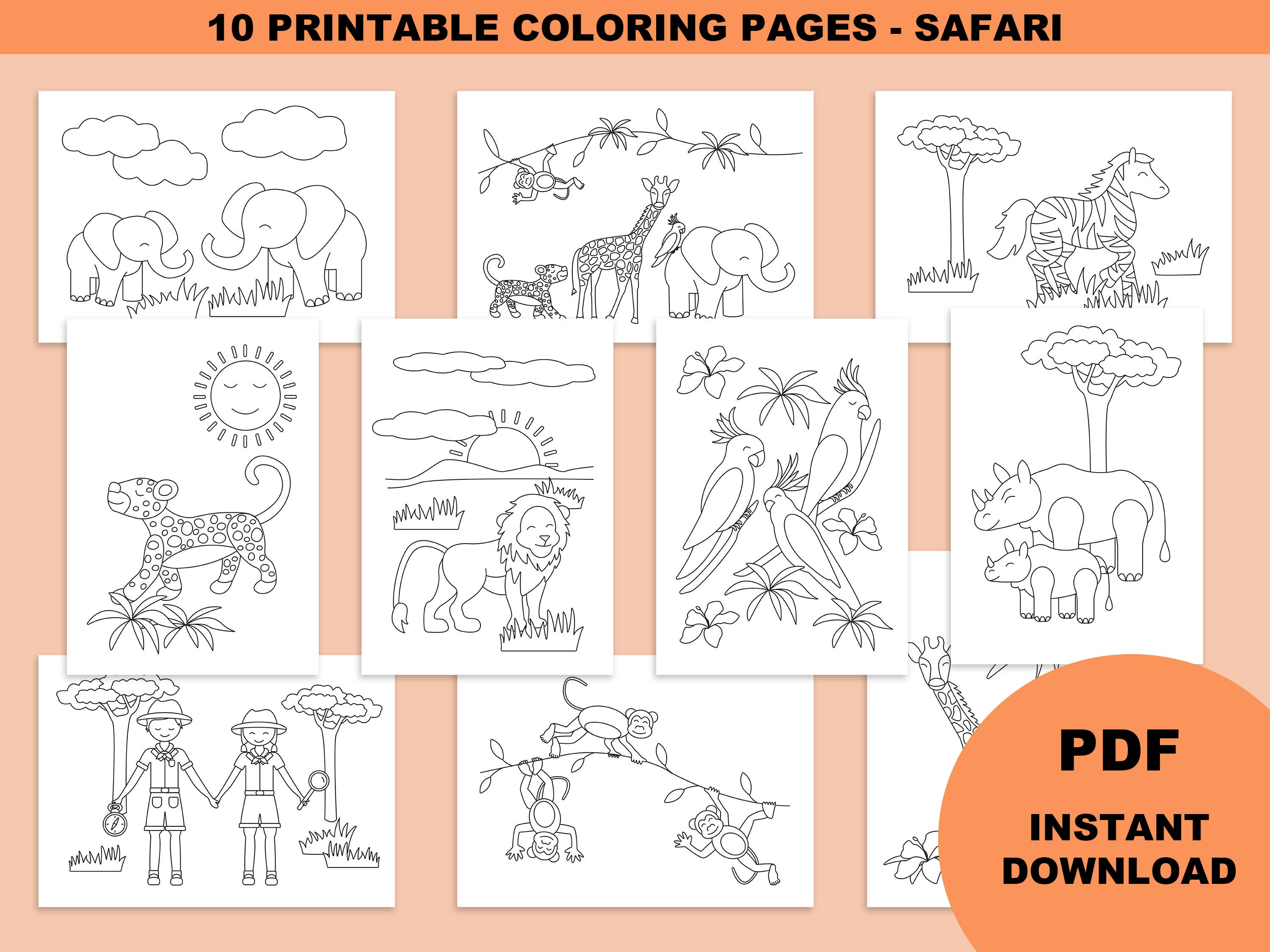 Cahier De Coloriage à Imprimer Jungle, Coloriage Pour Enfant