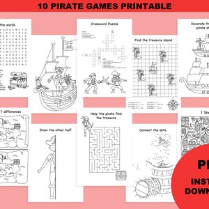 Jeux anniversaire 海賊、téléchargement numérique、cahier d'activités à imprimer、cadeaux invités anniversaire 海賊、coloriage 海賊 pdf