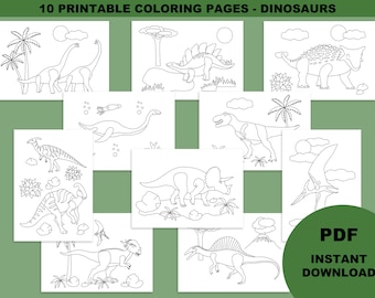 Dinosaur coloring book for kids, dino birthday party favors, kids coloring pages printable, dino coloring book, dino theme party, dinosaur