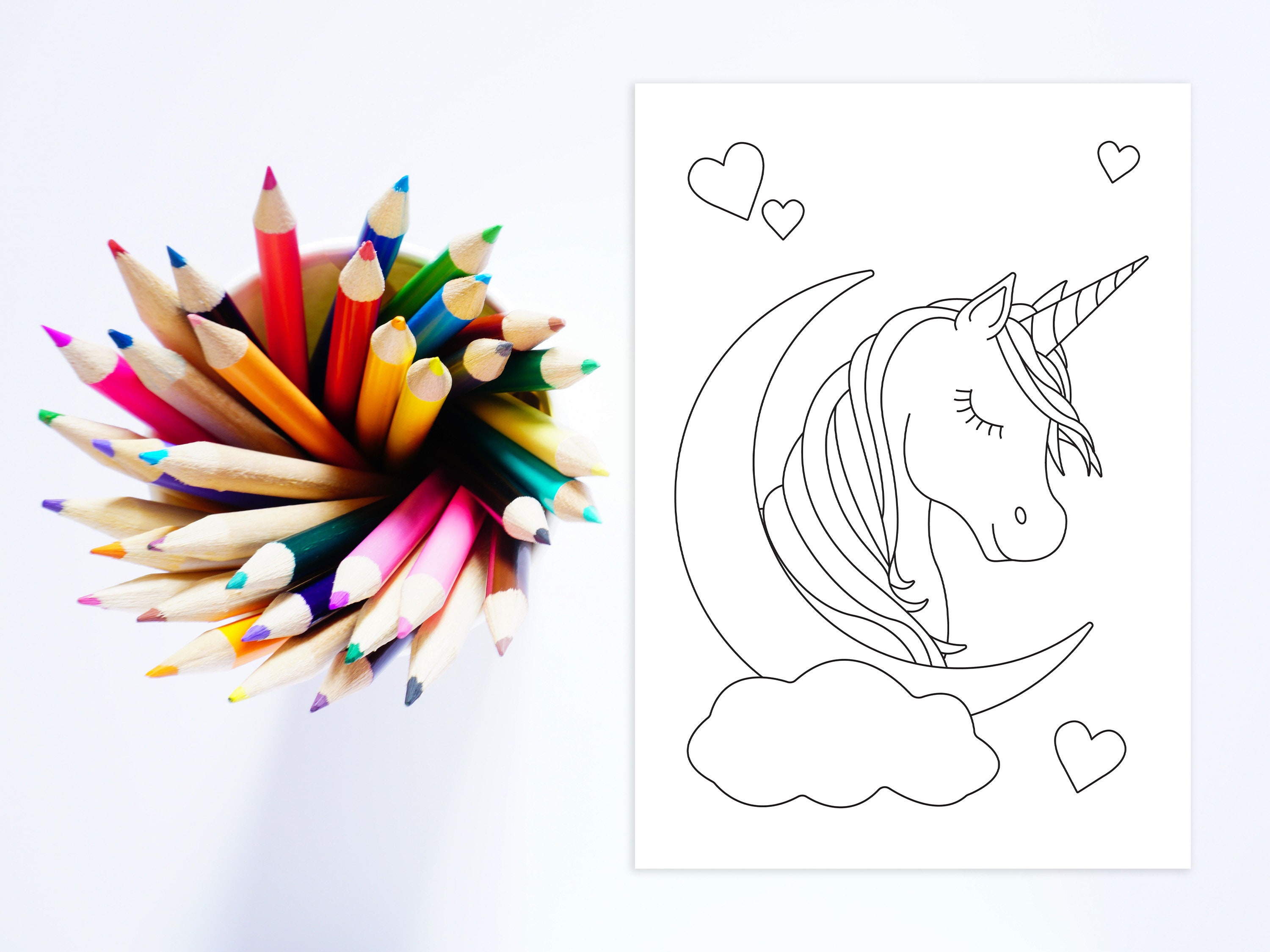 Unicorn Coloring Pages for Kids, Printable Coloring Page, Instant