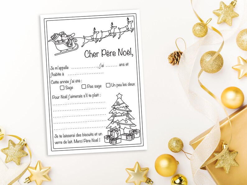 Lettre Père Noël à Imprimer, Liste De Souhaits Noël, Coloriage Père