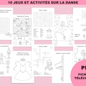 Attività francesi, danza classica, download istantaneo, anniversaire danza, attività infantile, giochi da stampare, tema danza classica