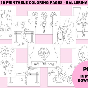 Ballerina coloring pages, ballerina party activity, ballet coloring page, ballerina birthday party activity, dance coloring pages printable