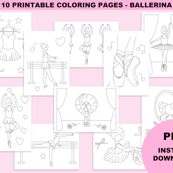 Ballerina coloring pages, ballerina party activity, ballet coloring page, ballerina birthday party activity, dance coloring pages printable