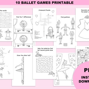 Activité enfant à imprimer, cahier d&#39;activité fête anniversaire danse, cadeau invité fête d&#39;anniversaire ballerine, téléchargement numérique