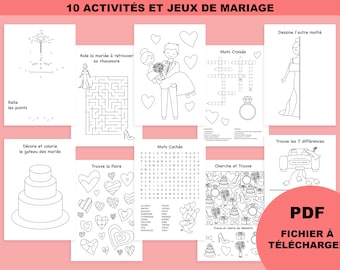 French wedding activities for kids, instant download, wedding activity pack printable for kids, french activities, french wedding kids favor