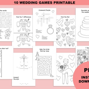 Activité enfant mariage à imprimer, téléchargement numérique, cahier d&#39;activités imprimable, jeux à imprimer, pack activités enfant mariage
