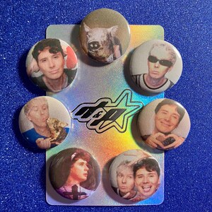 Dan i Phil, okropny wpływ, trasa, fotokartka, przypinka, guzik, kolekcjonerskie akcesoria, 25 mm, siostra, Daniel Howell, Lester, złoty prosiaczek, DNP, Phan
