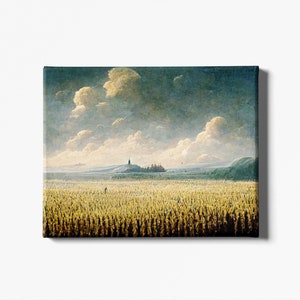 Golden Fields Art Print, Landscape Wall Art Print, Vintage Fall Prints, Fall Wall Art, Autumn Digital Print, Vintage Wall Art, Fall Decor