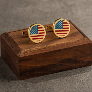 American Flag Cufflinks - Sterling Silver USA Flag