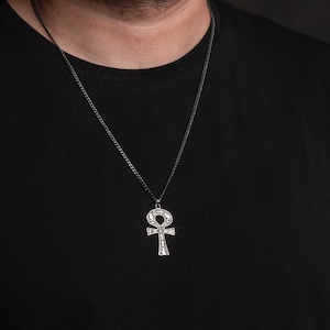 Ankh Necklace for Men - Ankh Necklace for Men Sterling Silver - ANKH Amulet Curb Chain - Ankh Cross - Man Necklace - Necklace for Men