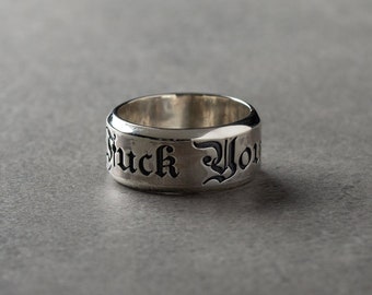 Echte Scheiße Ring - Sterling Silber personalisierte Nachricht Ring