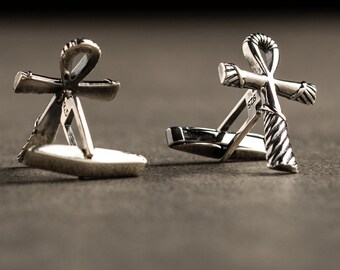 Cross Cufflinks - Personalised Engraved Initial Cufflinks - Customized Cufflinks - Groom Wedding Cufflinks - Groomsmen Gift - Wedding Gift