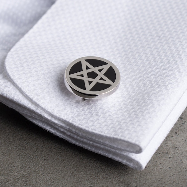 Pentagram Cuff Links - Pagan Cufflinks - Gold Pentagram Cuff Links - Custom Cufflinks - Gifts for Dad - Christmas Gift for Him