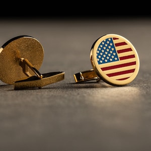 American Flag Cufflinks - Sterling Silver USA Flag