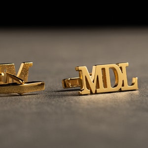 Gold Cufflinks - Personalized Name Cufflinks - Customized Cufflinks - Groom Wedding Cufflinks - Groomsmen Gift - Sterling Cufflinks