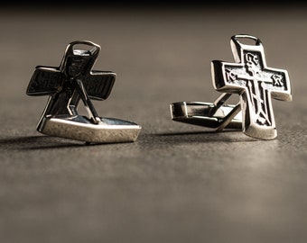 Cross Cufflinks - Personalised Engraved Initial Cufflinks - Customized Cufflinks - Groom Wedding Cufflinks - Groomsmen Gift - Wedding Gift