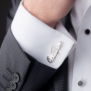 Personalized Sterling Name Cufflinks Custom Cufflinks Groom & Groomsmen Gifts Wedding Cufflinks for Groom Unique Gift for Him imagem 1