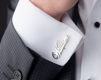 Personalized Sterling Name Cufflinks - Custom Cufflinks - Groom & Groomsmen Gifts - Wedding Cufflinks for Groom - Unique Gift for Him