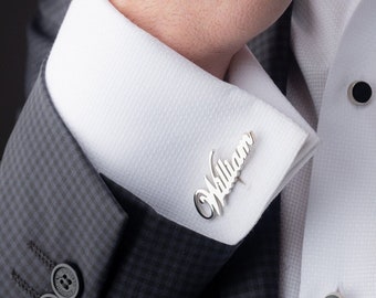 Personalisierte Sterling Name Manschettenknöpfe - Individuelle Manschettenknöpfe - Bräutigam & Groomsmen Geschenke - Hochzeit Manschettenknöpfe für Bräutigam - Einzigartiges Geschenk für Ihn