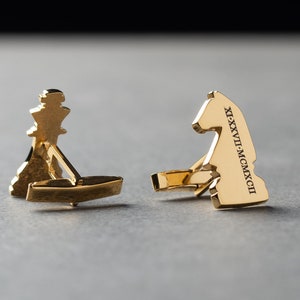 Customized CHESS Cufflinks - Groom Wedding Cufflinks - Groomsmen Gift - Initials Cufflinks - Personalized Cuff Links, Christmas Gift for Him