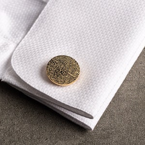 Actual Fingerprint Cufflinks - Personalized GOLD Cufflinks - Customized Cufflinks - Groom Wedding Cufflinks - Groomsmen Gift - Wedding Gift