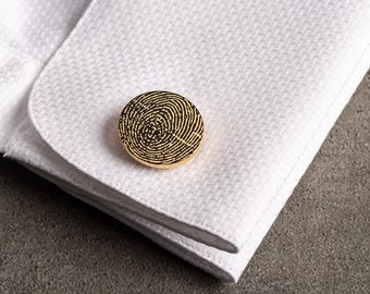 Actual Fingerprint Cufflinks - Personalized GOLD Cufflinks - Customized Cufflinks - Groom Wedding Cufflinks - Groomsmen Gift - Wedding Gift