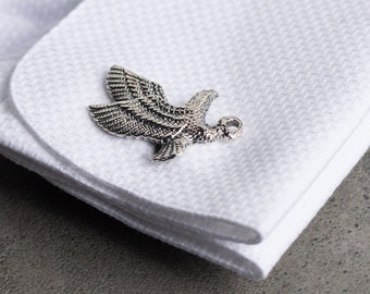 Eagle Cufflinks- Personalised Engraved Initial Cufflinks - Customized Cufflinks - Groom Wedding Cufflinks - Groomsmen Gift - Wedding Gift